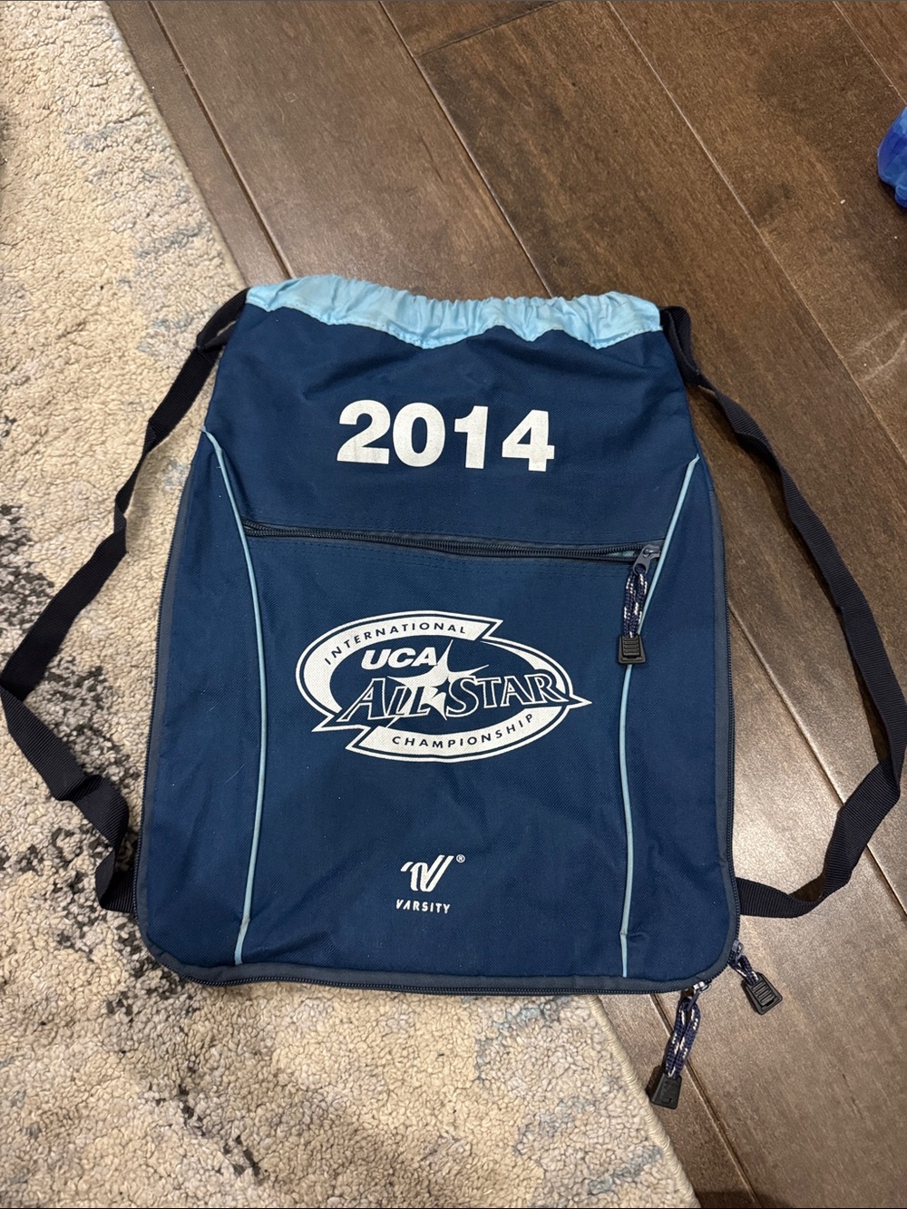Varsity Navy and Light Blue UCA All Star Drawstring Backpack 2014